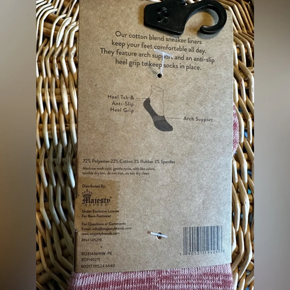 🧦 Born Sneaker Liner Socks Multicolor Cotton Blend No Show NWT